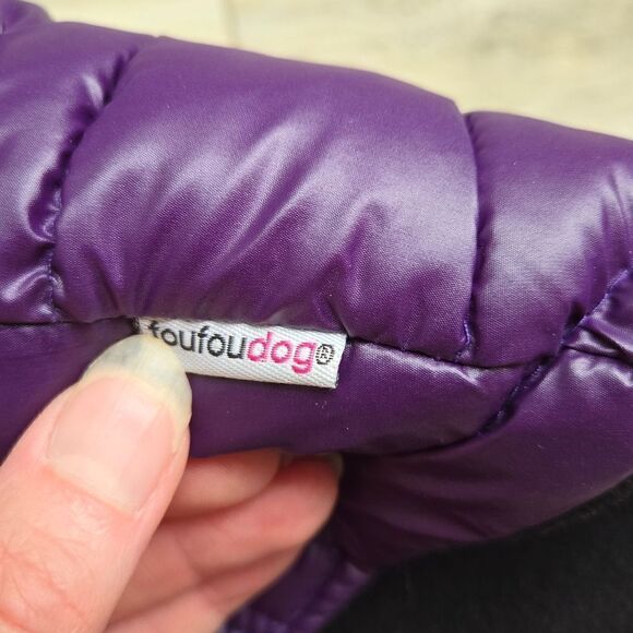 Fou Fou Doggie Puffer Vest Jacket with removable zipper hood , velcro closure M - Picture 8 of 15